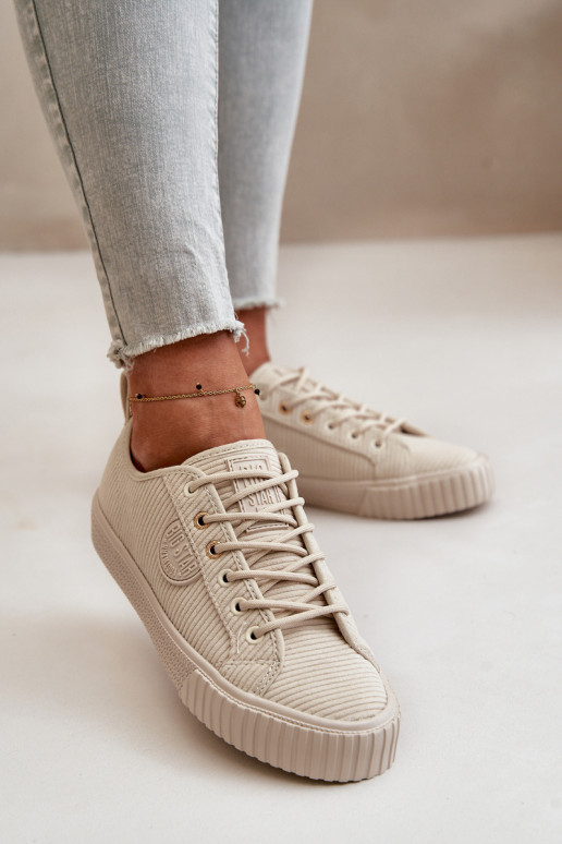 Zamatová Bežná obuv zahriať sa Big Star OO274812 Hi-Poly System béžová