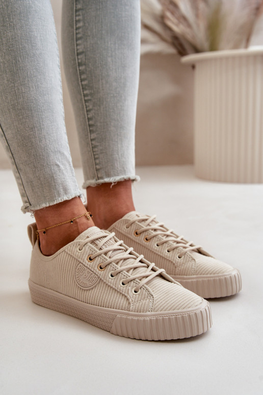 Zamatová Bežná obuv zahriať sa Big Star OO274812 Hi-Poly System béžová