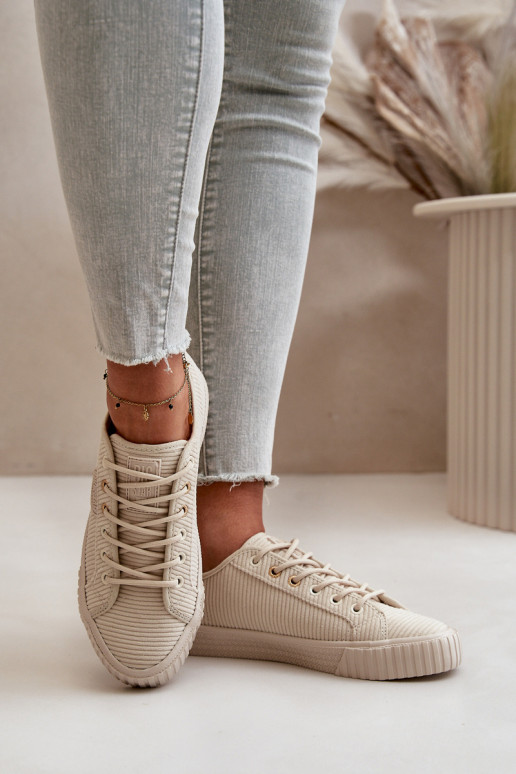 Zamatová Bežná obuv zahriať sa Big Star OO274812 Hi-Poly System béžová