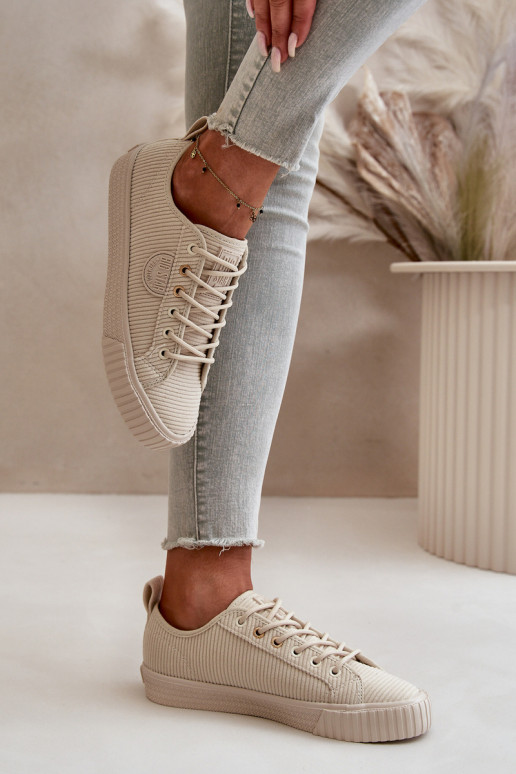 Zamatová Bežná obuv zahriať sa Big Star OO274812 Hi-Poly System béžová