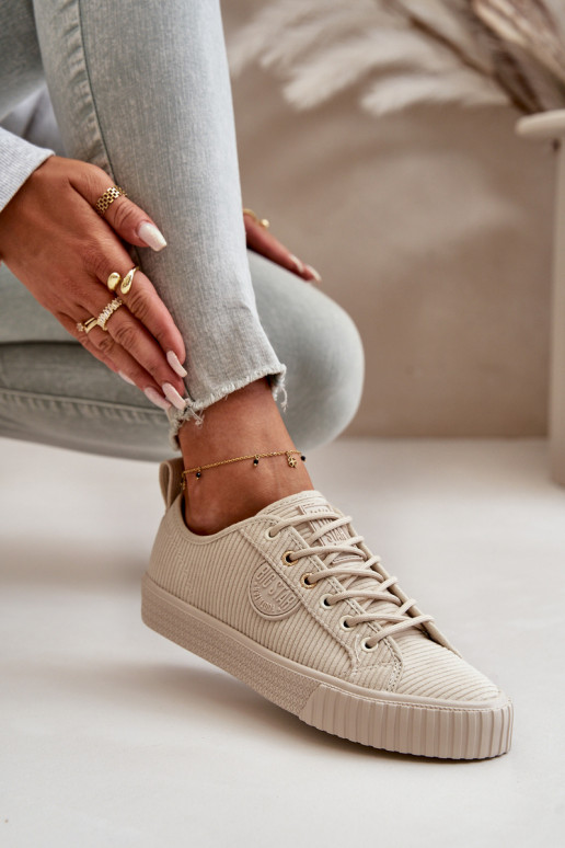 Zamatová Bežná obuv zahriať sa Big Star OO274812 Hi-Poly System béžová