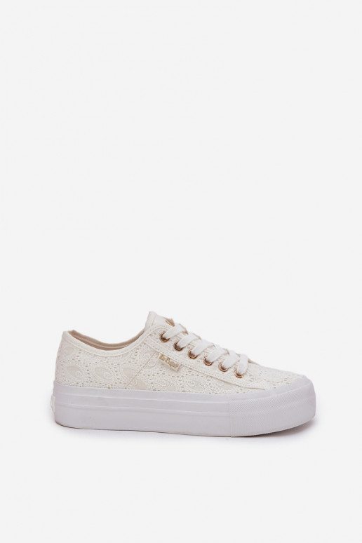 Bežná obuv s čipkou Lee Cooper LCIN-25-31-3438L biela farba