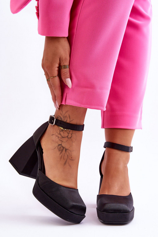 Módne Topánky Zapnuté masívnych opätkoch čierna Sandia