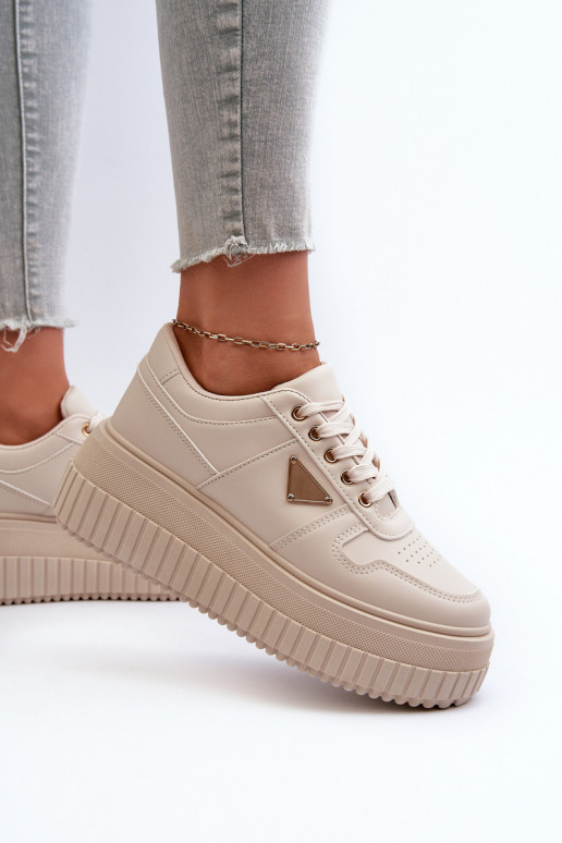 Tenisky model obuvi Dámske z eko kože s platformou slonovina Chrisstin