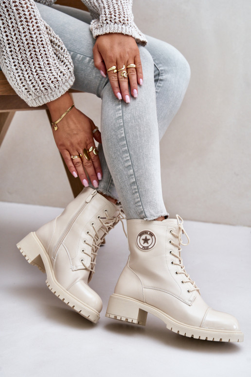 Pracovné členkové topánky Zapnuté Hrad zahriať sa béžová Soratta