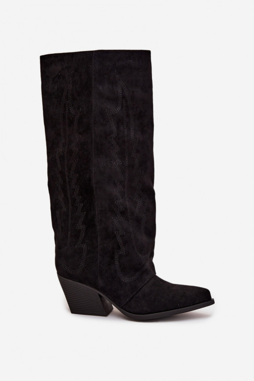 čižmy kovbojský štýl Dámske Zapnuté Hrad čierna Isalina