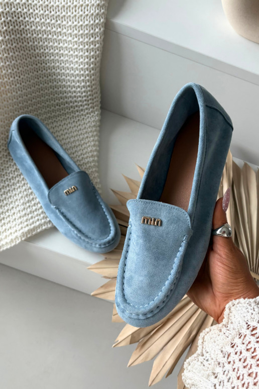 dámske mokasínyMálým zlatej farbym Detalem Modrá Sarivelle