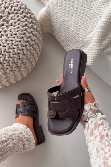 Dámske papuče so širokými podpätkami CzekoladoIne Lorania 2