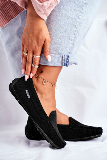 dámske mokasíny čierna zo semišu Morreno