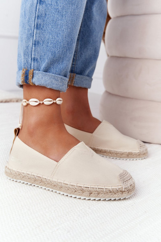 espadrilky Zapnuté spletenej podrážke Big Star HH274501 béžová