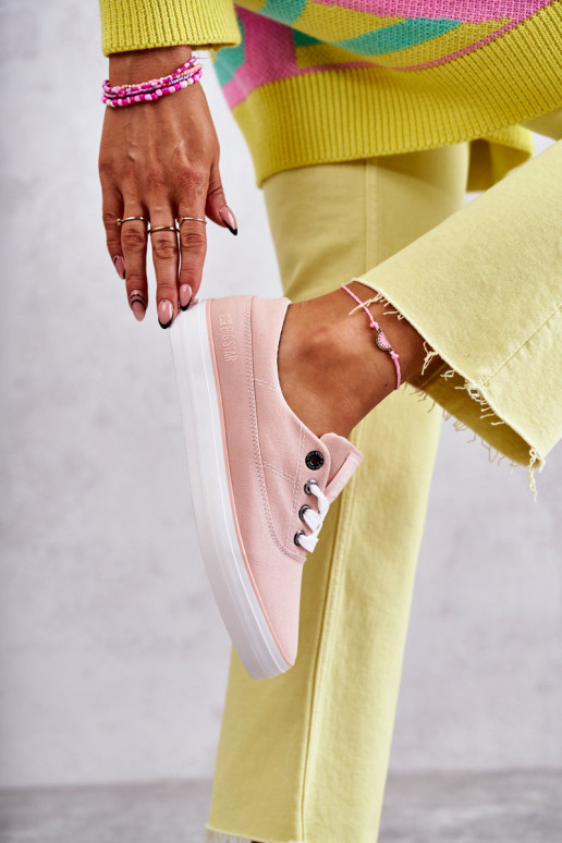 materiál Dámske Tenisky Big Star KK274020 Nude