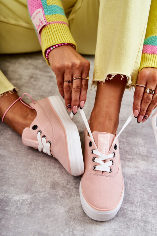 materiál Dámske Tenisky Big Star KK274020 Nude