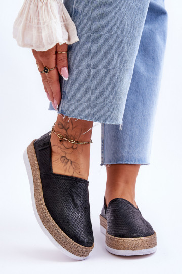 Kožené espadrilky Mokasíny Big Star LL276002 čierna