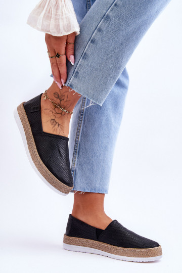 Kožené espadrilky Mokasíny Big Star LL276002 čierna 2