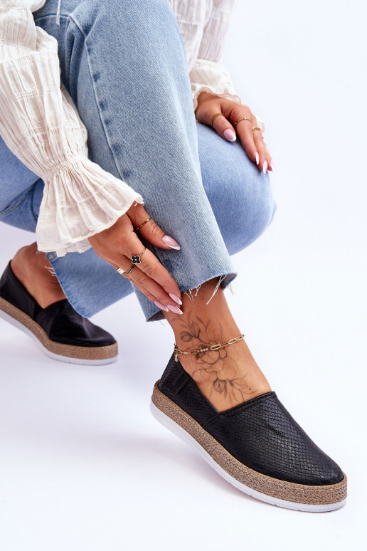 Kožené espadrilky Mokasíny Big Star LL276002 čierna