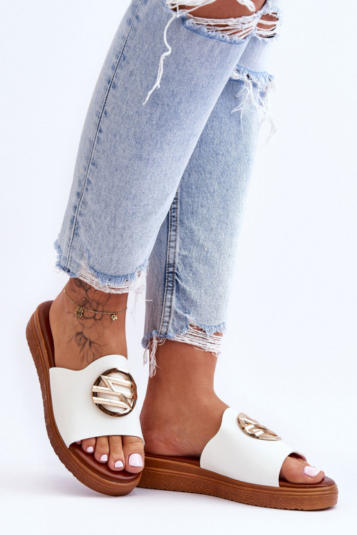 Dámske Papuče s ozdobami biela farba Secrets