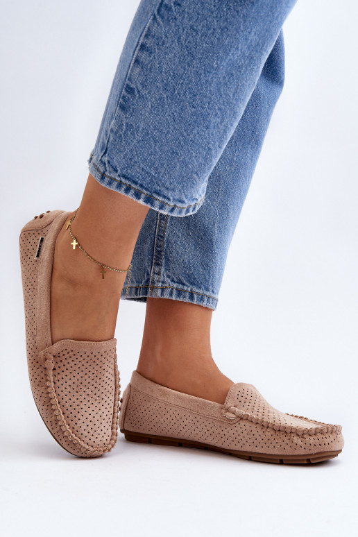 Dámske s prvkami prelamovania Mokasíny béžová Rasirna