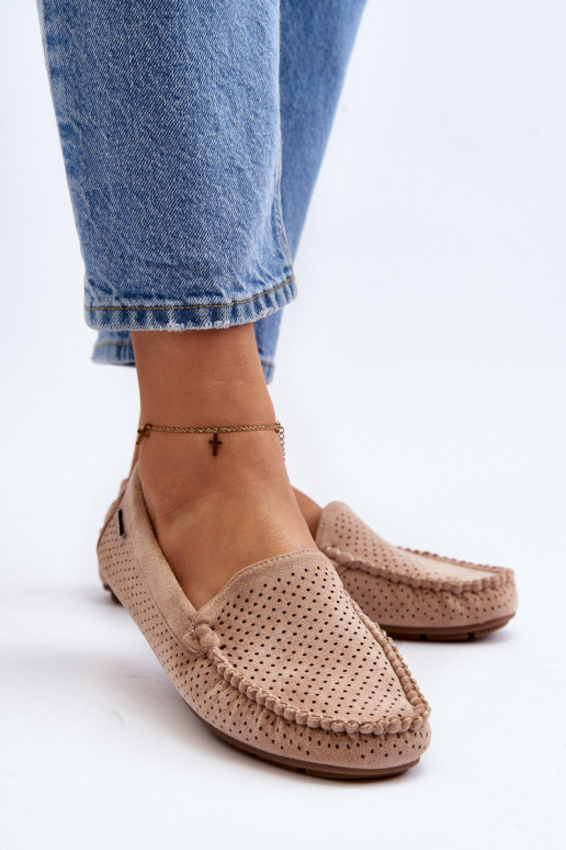 Dámske s prvkami prelamovania Mokasíny béžová Rasirna
