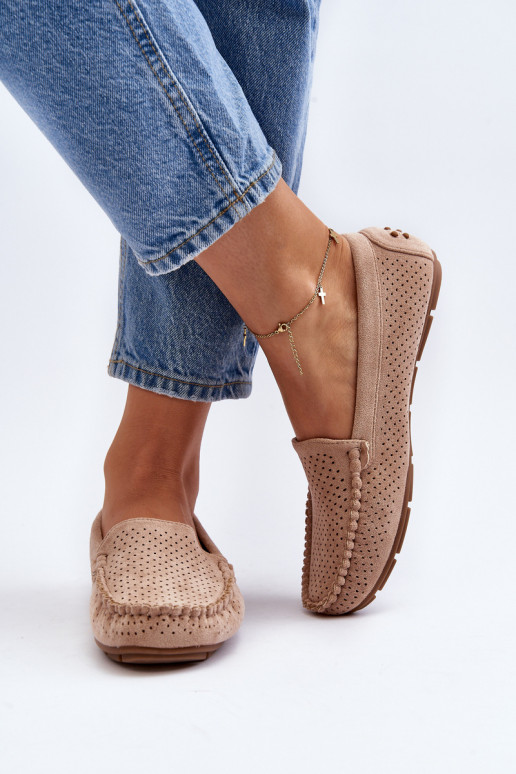 Dámske s prvkami prelamovania Mokasíny béžová Rasirna