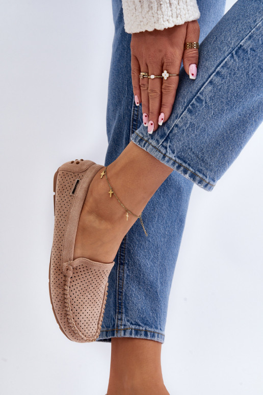 Dámske s prvkami prelamovania Mokasíny béžová Rasirna