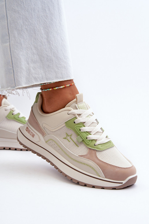 Tenisky model obuvi Dámske Big Star NN274A091 béžová-zelená farba