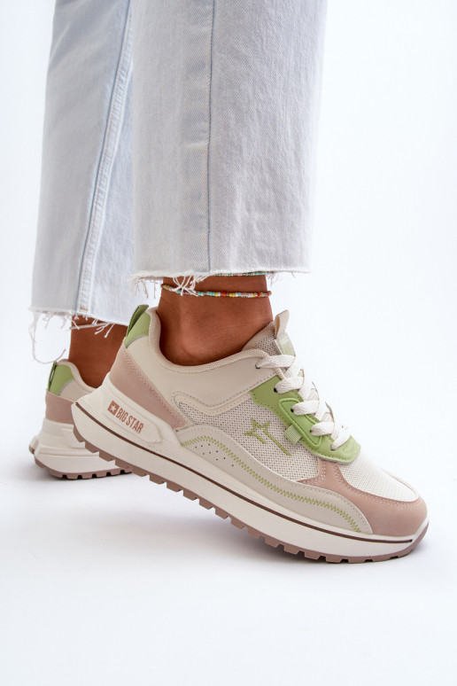 Tenisky model obuvi Dámske Big Star NN274A091 béžová-zelená farba