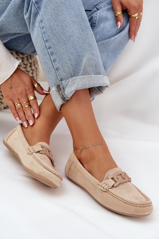 Dámske Eko Semišové mokasíny s ozdobami béžová Seathra