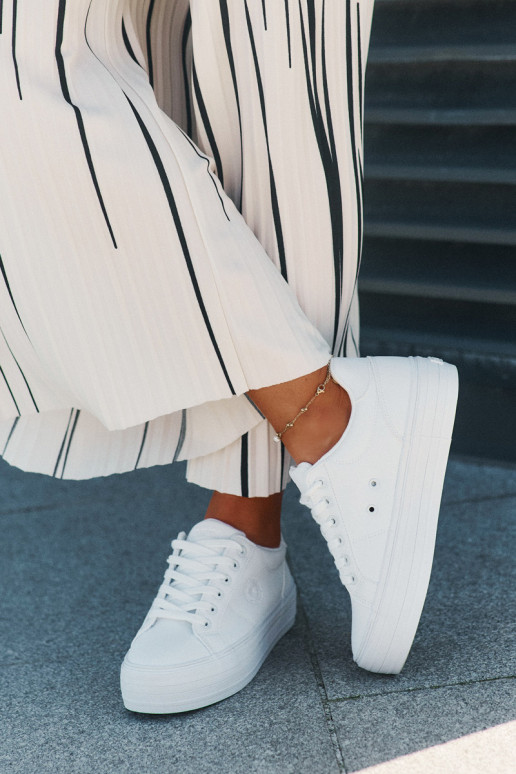 Eko Kožené Bežná obuv s platformou Big Star RR274298 biela farba