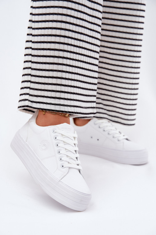 Eko Kožené Bežná obuv s platformou Big Star RR274298 biela farba