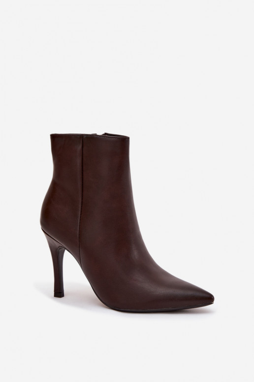 zahriať sa Dámske čižmy s tenkými podpätkami Eko Kožené CzekoladoIne Nolisse