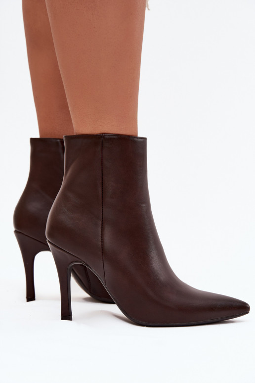 zahriať sa Dámske čižmy s tenkými podpätkami Eko Kožené CzekoladoIne Nolisse