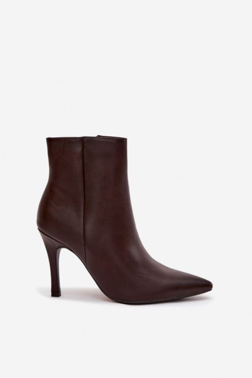 zahriať sa Dámske čižmy s tenkými podpätkami Eko Kožené CzekoladoIne Nolisse