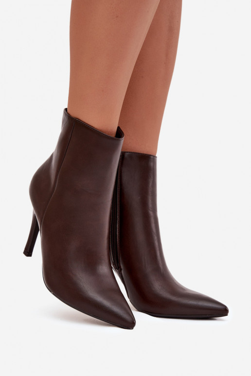 zahriať sa Dámske čižmy s tenkými podpätkami Eko Kožené CzekoladoIne Nolisse