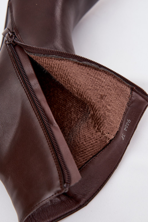 zahriať sa Dámske čižmy s tenkými podpätkami Eko Kožené CzekoladoIne Nolisse