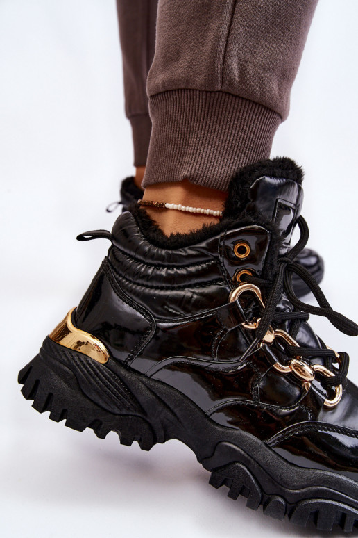 Dámske zahriať sa tenisky topánky so šnúrkami čierna Bastini