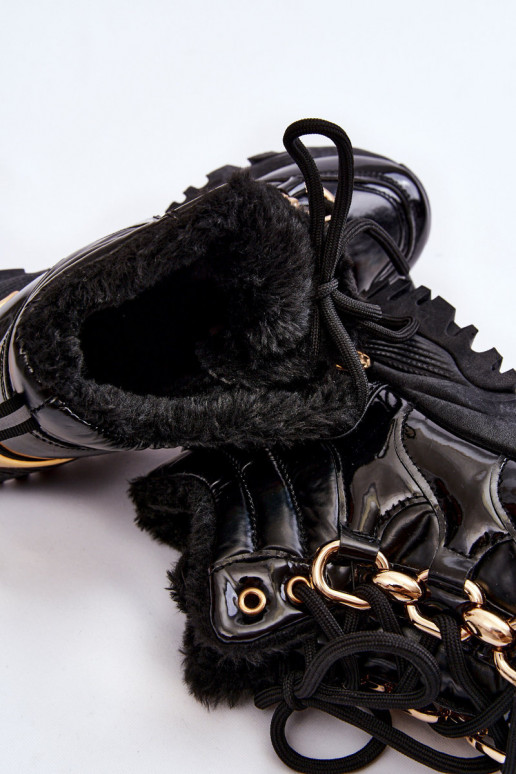 Dámske zahriať sa tenisky topánky so šnúrkami čierna Bastini