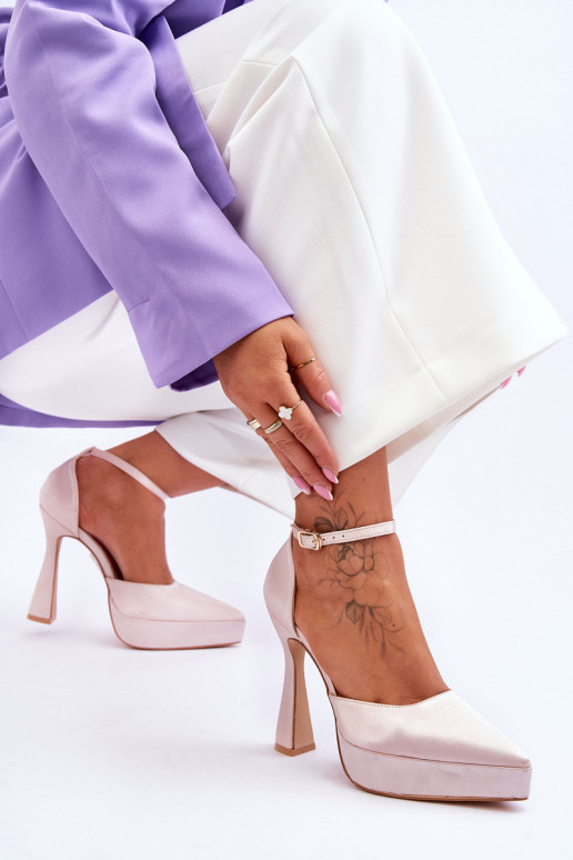 Módne Topánky Zapnuté širšom špendlíku Svetlo ružový odtieň Mádness