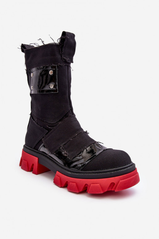 materiál Dámske čižmy so zipsami čierna Elinare