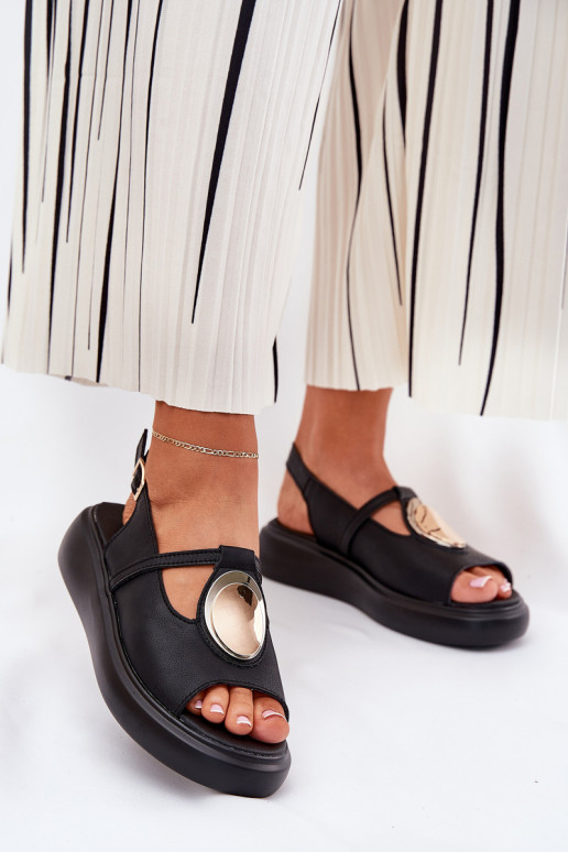 Kožené Elegantný štýl Dámske sandále S.Barski GR51-603 čierna