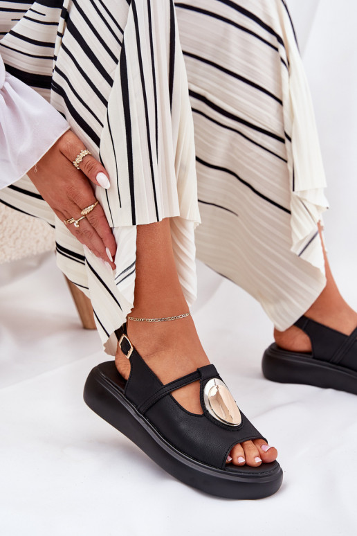 Kožené Elegantný štýl Dámske sandále S.Barski GR51-603 čierna