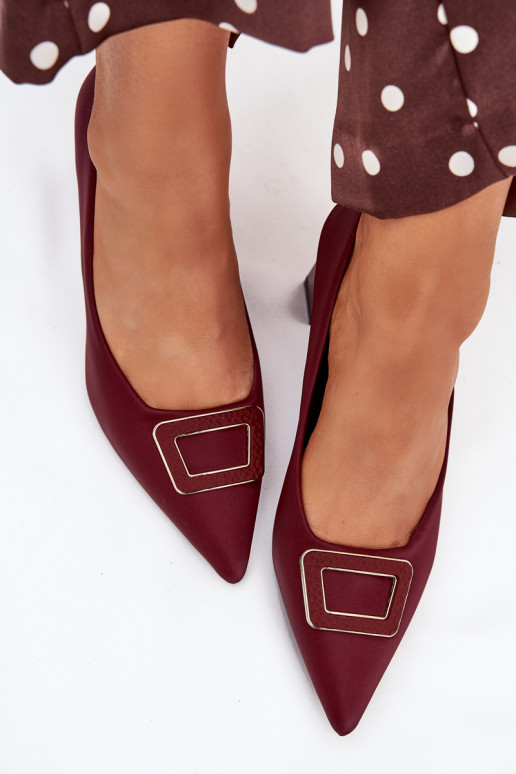 Topánky s podpätkami ozdobiť s prackami bordová Seriva