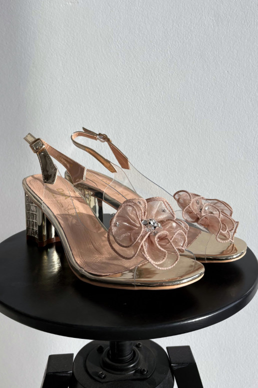 sandále s podpätkami s ozdobami D&A MR52-238 zlatej farby