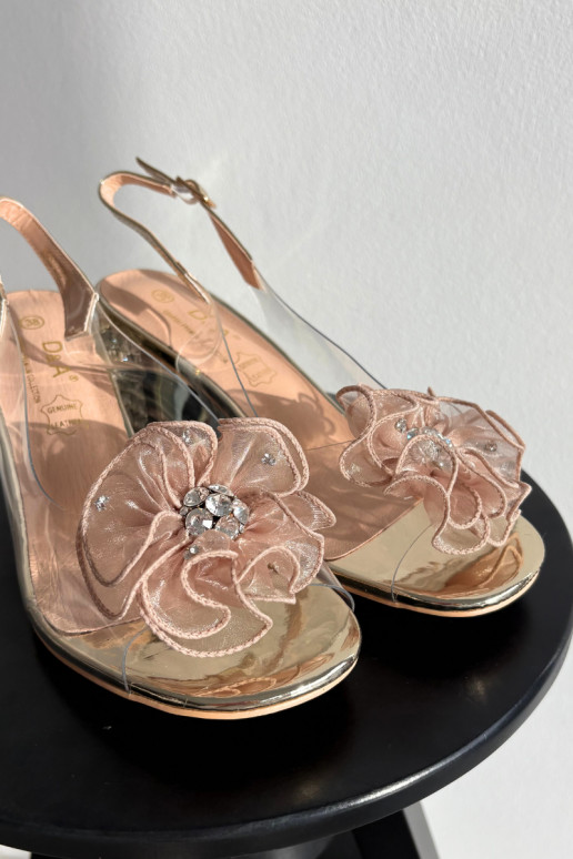 sandále s podpätkami s ozdobami D&A MR52-238 zlatej farby