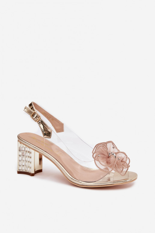 sandále s podpätkami s ozdobami D&A MR52-238 zlatej farby