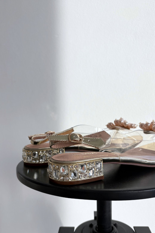 Perregimi sandále Zapnuté nízkom opätku S Ornatemi Detalami D&A MR52-229 zlatej farby