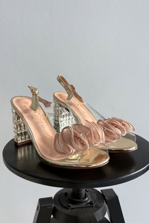 sandále s podpätkami so svietiacimi otvormi D&A MR52-237 zlatej farby