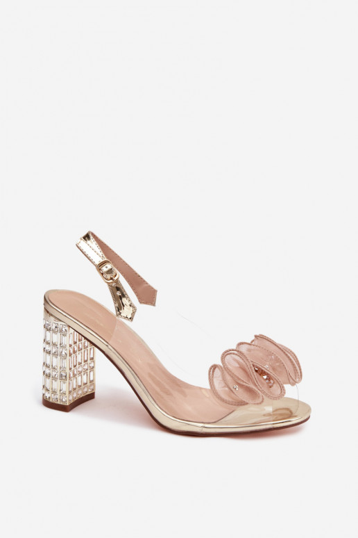 sandále s podpätkami so svietiacimi otvormi D&A MR52-237 zlatej farby