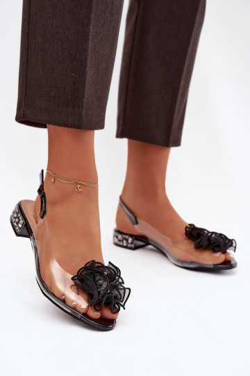 Perregimi sandále Zapnuté nízkom opätku so svietiacimi otvormi A Dekorácia D&A MR52-230 čierna