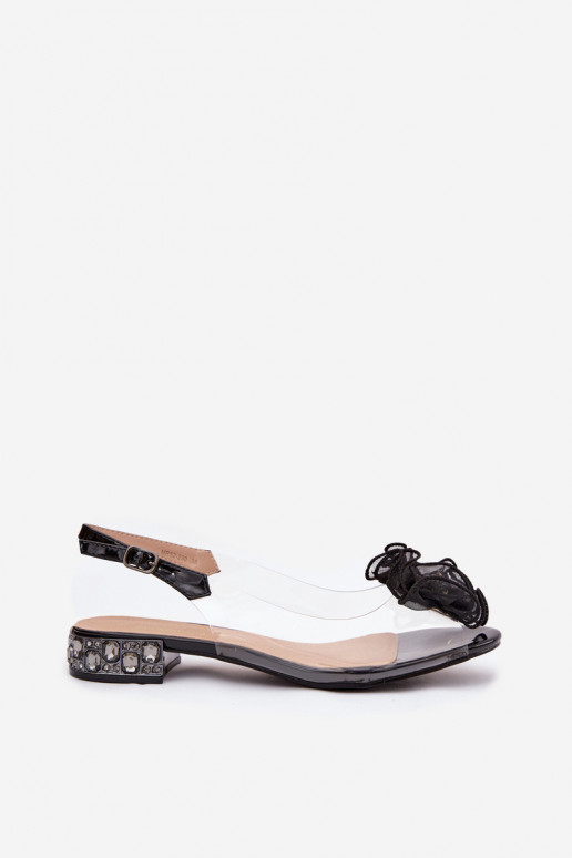 Perregimi sandále Zapnuté nízkom opätku so svietiacimi otvormi A Dekorácia D&A MR52-230 čierna