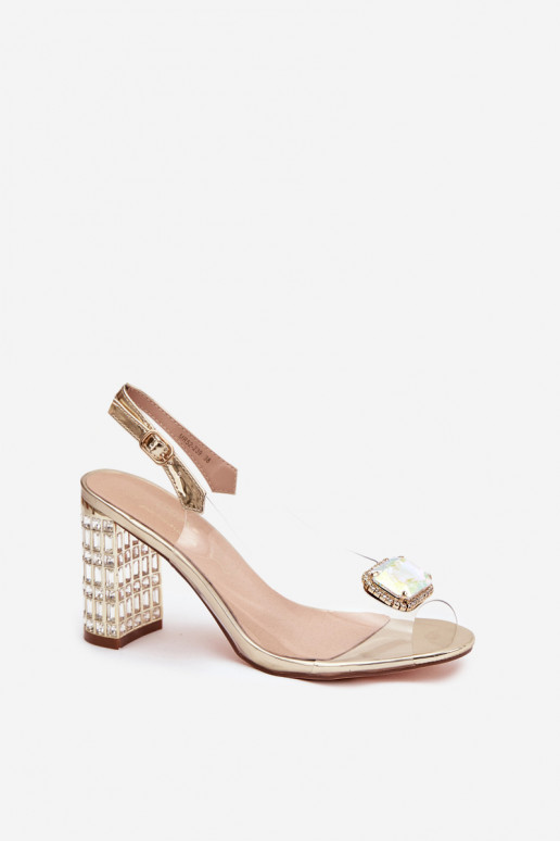 Perregimi sandále s podpätkami so svietiacimi otvormi D&A MR52-239 zlatej farby